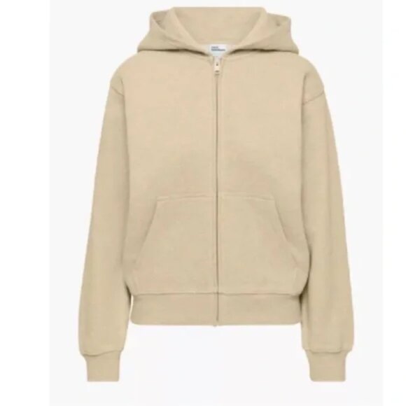 Aritzia Hoodie & The Super Puff Super Fleece Zip Up Hoodie Tan Size Small - Picture 3 of 8